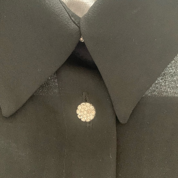 Zara black button down top with rhinestone buttons - Picture 4 of 7